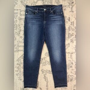 LUCKY BRAND Dark Blue Women's Skinny Jeans with Distressed Hem